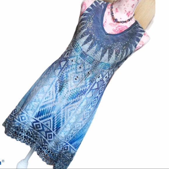 Local Dresses & Skirts - “Local”knit TANK DRESS adorned with  studs & stone